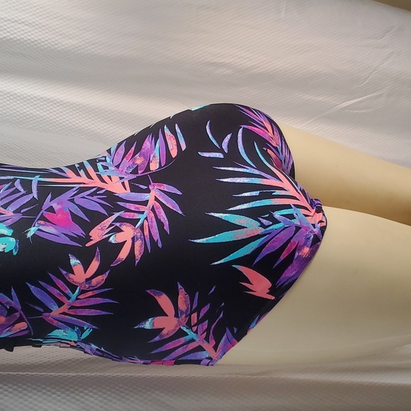 Calvin Klein Sorbet Ibiza Starburst One-Piece Swimsuit Black Purple Size 8 - Picture 8 of 9